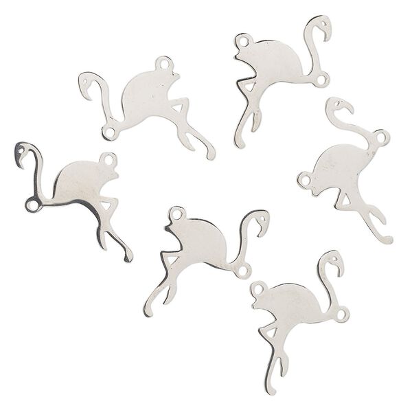 Link, stainless steel, 25x13mm flamingo. Sold per pkg of 6. image number 0