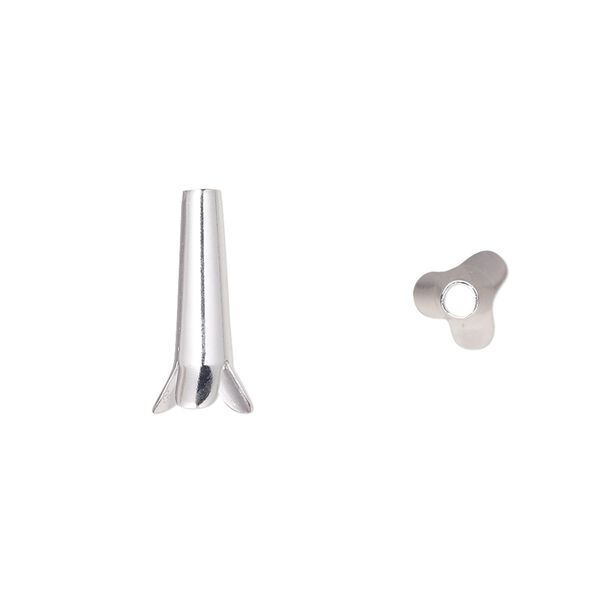 Bolo tip, sterling silver, 16.5x6.5mm, 3mm inside diameter. Sold individually. image number 0