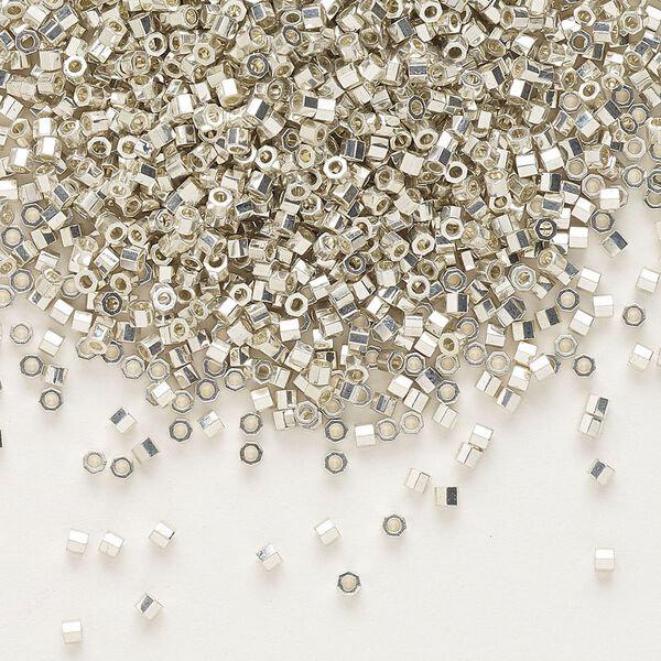 Seed bead, Delica®, glass, pkg/7.5g, #11 cut, opaque galvanized silver (DBC-0035). image number 0