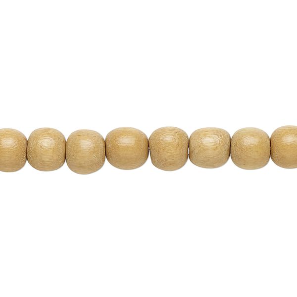 Bead, Taiwanese cheesewood (dyed / waxed), beige, 5-6mm round. Sold per pkg of (2) 15-1/2" to 16" strands. image number 0