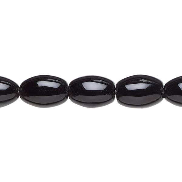 Black onyx 1pkg1, oval bead 15.5-16 inch 12x8mm image number 0