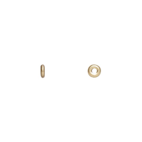 Bead, Czech pressed glass, opaque satin gold, 4x1mm ring. Sold per pkg of 100. image number 0