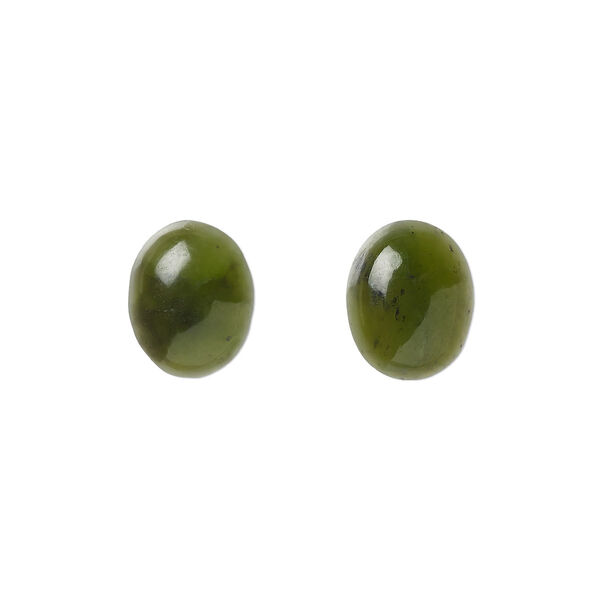 Nephrite jade 1pkg2, calibrated oval cab natural 10x8mm image number 0