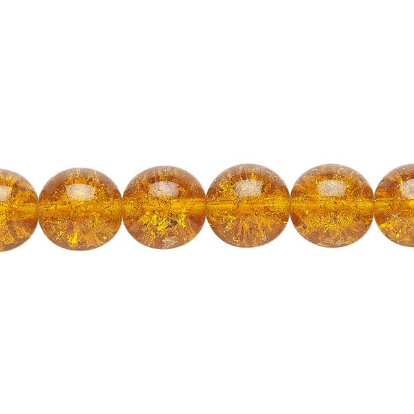 Bead, Czech crackle glass druk, translucent honey, 10mm round. Sold per 15-1/2" to 16" strand. image number 0