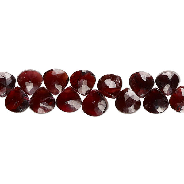 Bead, garnet (dyed), 6x5mm-6mm hand-cut top-drilled faceted puffed teardrop with 0.4-1.4mm hole, B+ grade, Mohs hardness 7 to 7-1/2. Sold per 9-inch strand. image number 0