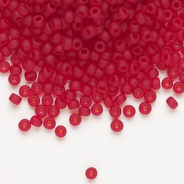 Seed bead, Miyuki, glass, pkg/250g, #8 rocaille, translucent matte ruby (RR-141F). image number 0