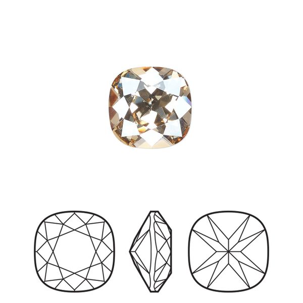 Fancy stone 1pk crystal honey foil back, Preciosa MAXIMA Czech crystal rhinestone 12mm cushion square image number 0