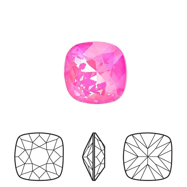 Fancy stone 1pk crystal ultra pink AB, Crystal Passions® 12mm cushion 4470 image number 0