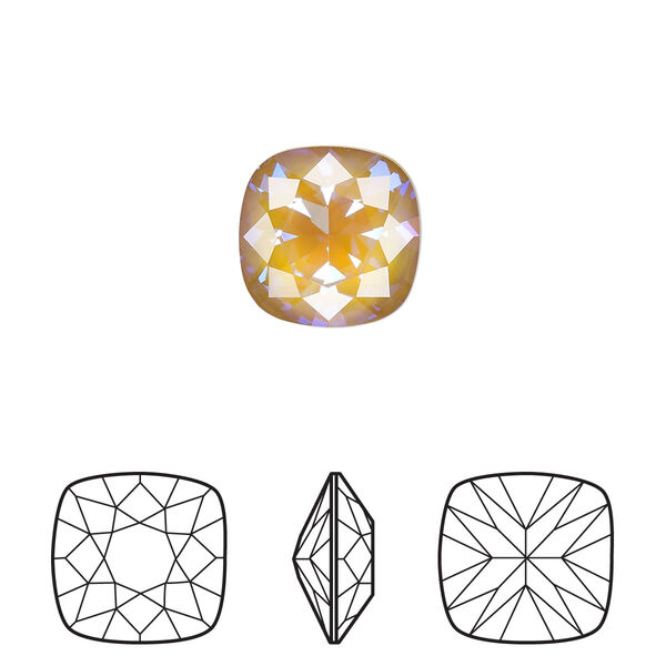 Fancy stone 1pk crystal ochre DeLite, Crystal Passions® 12mm cushion 4470 image number 0