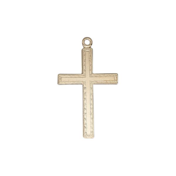 Drop, 14Kt gold-filled, 23x15mm single-sided flat textured cross. Sold individually. image number 0