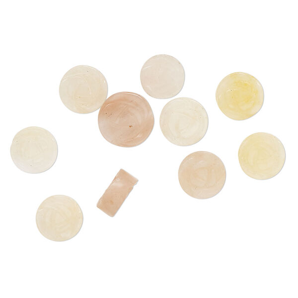 Peach aventurine 1pkg10, carved flower bead natural mix 10-13mm image number 0