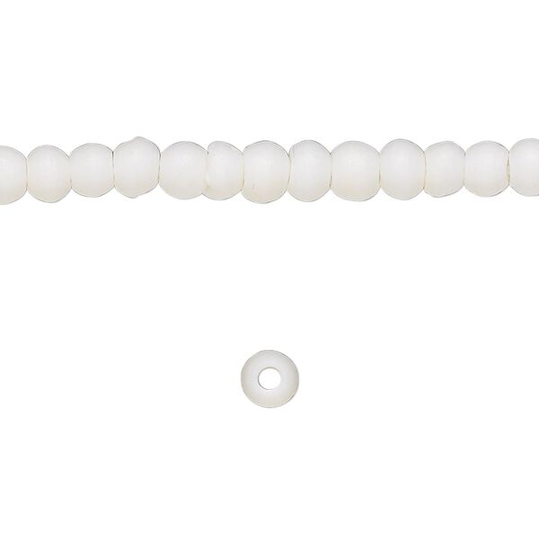 Bead, bone (bleached), white, 4mm round, Mohs hardness 2-1/2. Sold per 15-1/2" to 16" strand. image number 0