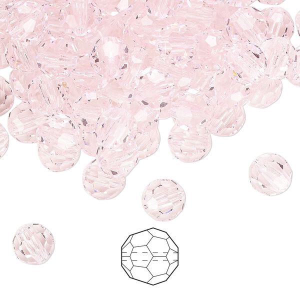 Bead 144pk pink sapphire, Preciosa Czech crystal 6mm round image number 0