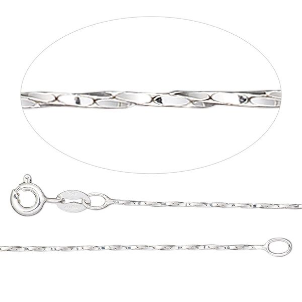 Chain, Gossamer™, sterling silver, 0.65mm twisted cable, 16 inches with springring clasp. Sold individually. image number 0