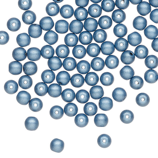 Czech glass 1pkg100, round druk bead satin blue 4mm image number 0