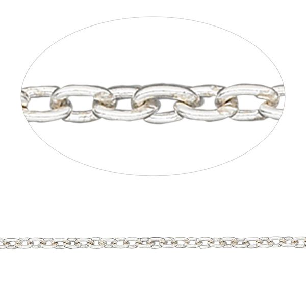 Chain, sterling silver, 1.6mm cable. Sold per pkg of approximately pkg of 5 feet. image number 0