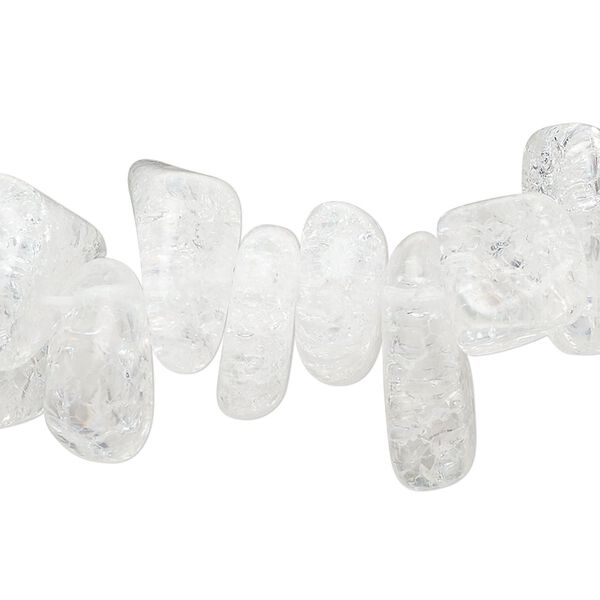 Bead, crackle glass, transparent clear, large chip. Sold per 15-inch strand. image number 0