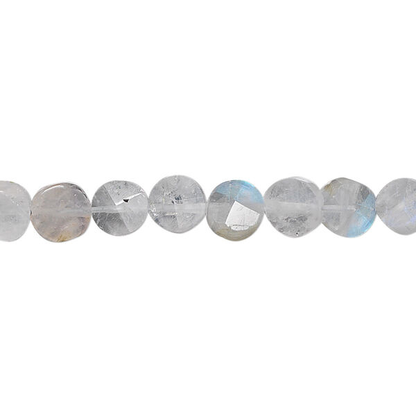 Rainbow moonstone 1pkg1, hand-cut faceted flat round bead natural 15.5-16 inch 7mm image number 0