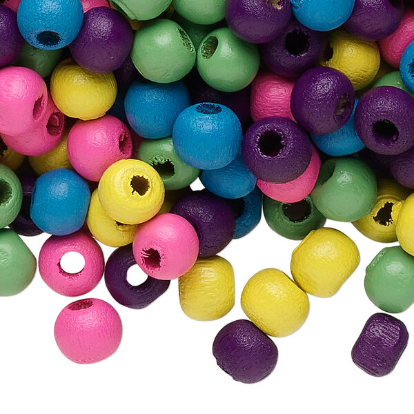 Bead mix, painted wood, mixed colors, 6-7mm irregular round. Sold per 90-gram pkg, approximately 1,100 beads. image number 0
