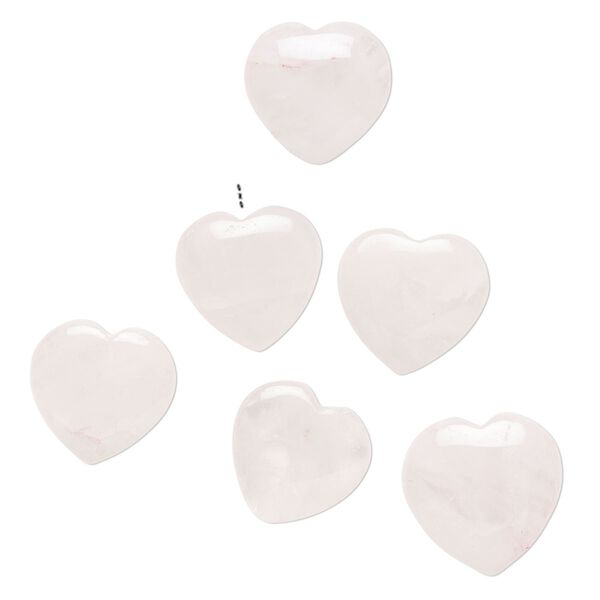 Rose quartz 1pkg6, half-drilled puffed heart drop 14-16mm image number 0