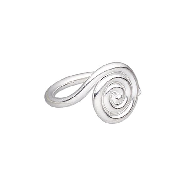 Ring, Hill Tribes, silver-plated copper, 14mm wide with 14mm swirl, adjustable from size 8 to 9. Sold individually. image number 0