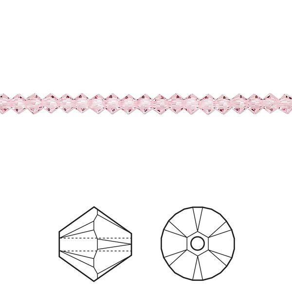 Bead 48pk light rose, Crystal Passions® 3mm bicone 5328 image number 0
