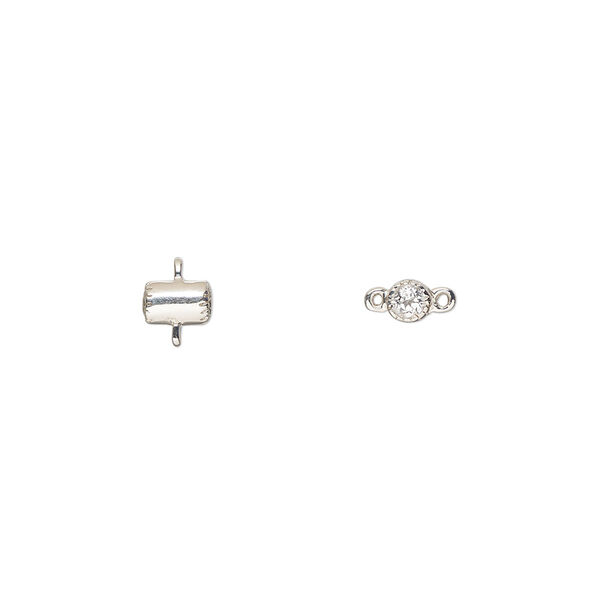 Link sterling silver white topaz 1pk 5x3mm hand-cut faceted round, natural image number 0