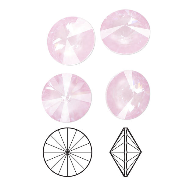 Chaton 144pk crystal soft rose ignite, Swarovski® 12mm rivoli 1122 image number 0