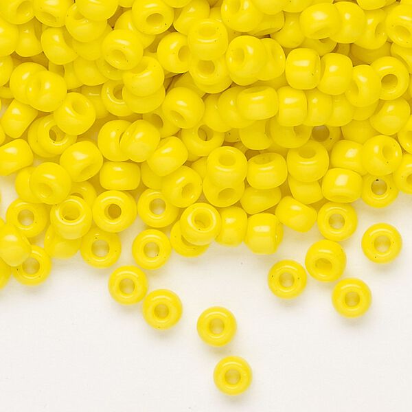 Seed bead, Miyuki, glass, pkg/25g, #6 rocaille, opaque yellow, (RR-404). image number 0
