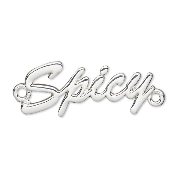 Focal, silver-finished "pewter" (zinc-based alloy), 32x14mm single-sided "Spicy." Sold individually. image number 0