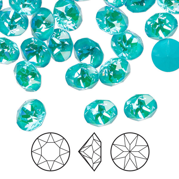 Chaton 48pk crystal laguna DeLite, Crystal Passions® 8.16-8.41mm round SS39 1088 image number 0