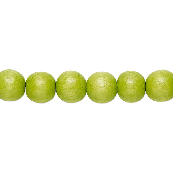 Bead, Taiwanese cheesewood (dyed / waxed), lime green, 7-8mm round. Sold per pkg of (2) 15-1/2" to 16" strands. image number 0