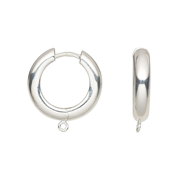 Earring, sterling silver, 20mm hinged hoop with loop. Sold per pair. image number 0