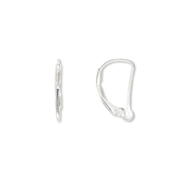 Ear wire leverback 1pkg2 sterling silver-filled, 16mm smooth / open loop, 1 pair image number 0