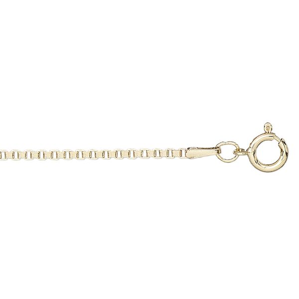 Chain, 12Kt gold-filled, 1.5mm Venetian box, 24 inches with springring clasp. Sold individually. image number 0