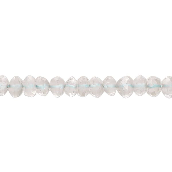 Goshenite 1pkg1, hand-cut tumbled faceted saucer bead natural 14 inch 4x2mm-6x4mm image number 0