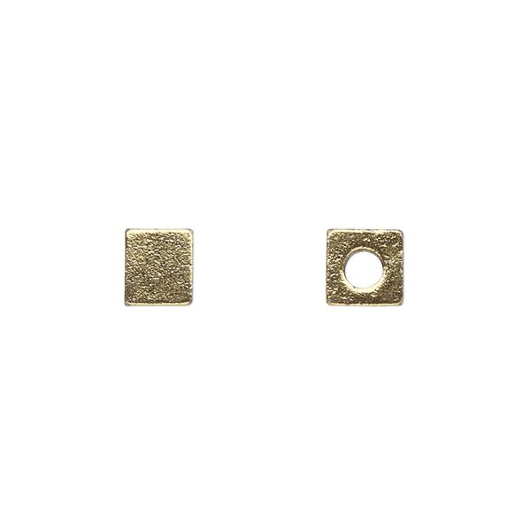 Bead, antique gold-plated pewter (tin-based alloy), 6mm blank alphabet cube. Sold per pkg of 4. image number 0