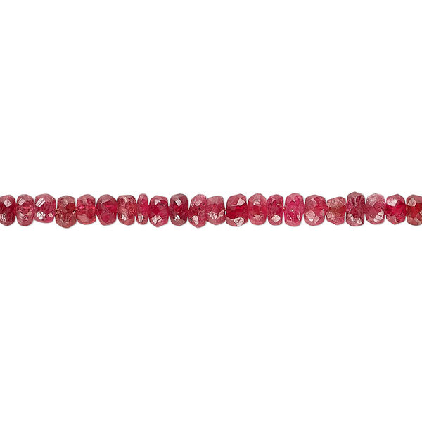 Ruby 1pkg1, hand-cut faceted rondelle bead 13 inch 3x2mm-4x3mm image number 0