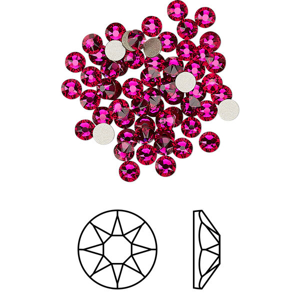 Flat back 1440pk ruby foil back, Swarovski® 3-3.2mm rose round SS12 2088 image number 0