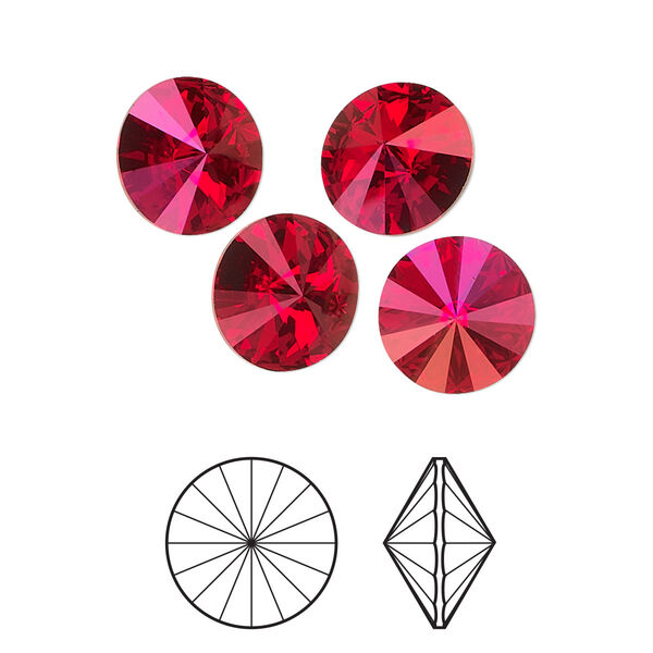 Chaton 4pk light Siam astral pink foil back, Crystal Passions® 10.54-10.91mm rivoli SS47 1122 image number 0