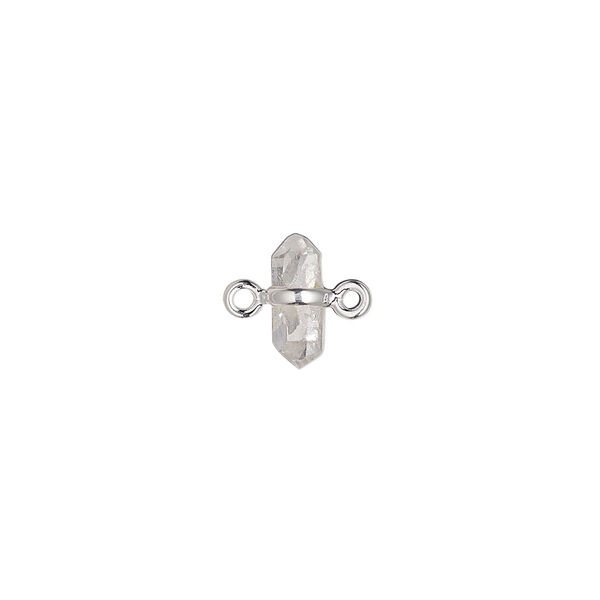 Link, sterling silver and quartz crystal, 8x4mm-9x6mm nugget. Sold individually. image number 0