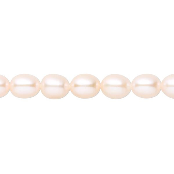 Pearl, White Lotus™, cultured freshwater, peach, 6-6.5mm rice, B grade, Mohs hardness 2-1/2 to 4. Sold per 16-inch strand. image number 0