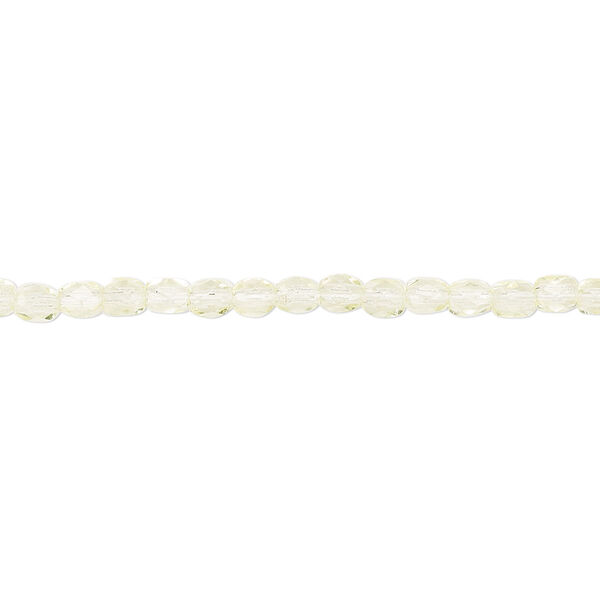 Bead, Czech fire-polished glass, lemon, 3mm faceted round. Sold per 16-inch strand. image number 0