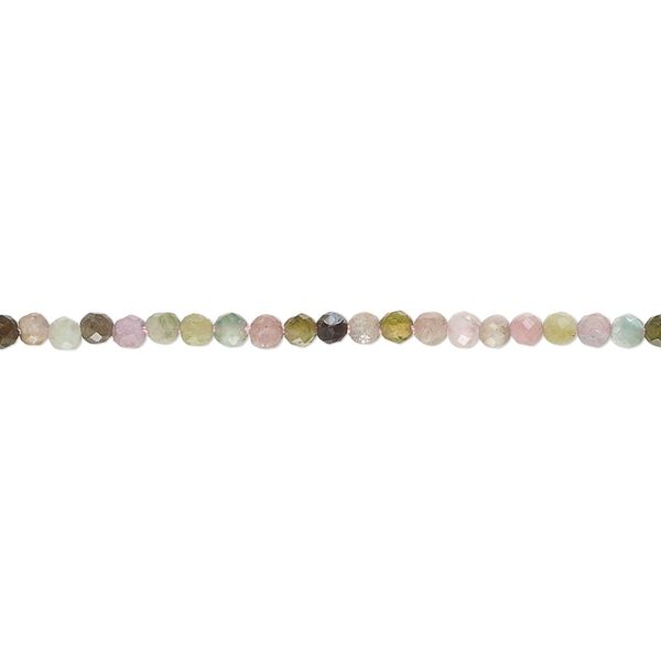 Multi-tourmaline 1pkg1, hand-cut faceted round bead natural 13 inch 2mm image number 0