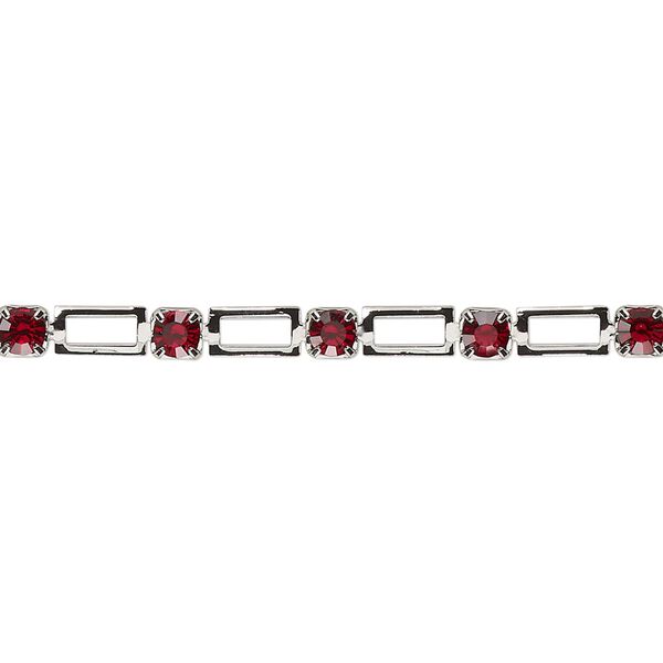 String chain, Vintage Crystal™, imitation rhodium-plated brass, Siam, 3.3mm open rectangle. Sold per 1-meter section. image number 0