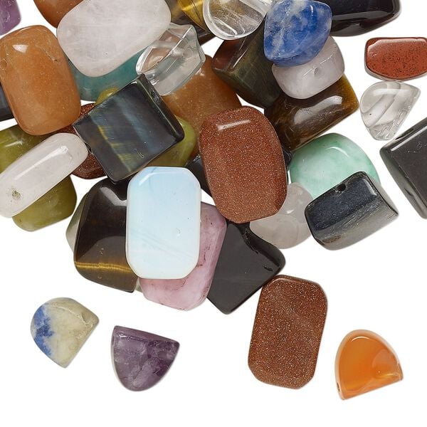 Multi-gemstone / glass 1pkg1, mixed shape bead 1/4 lb mix 9x7mm-20x18mm image number 0
