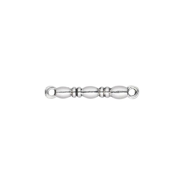 Link, antique silver-plated "pewter" (zinc-based alloy), 17x3mm double-sided 3-oval bar. Sold per pkg of 20. image number 0