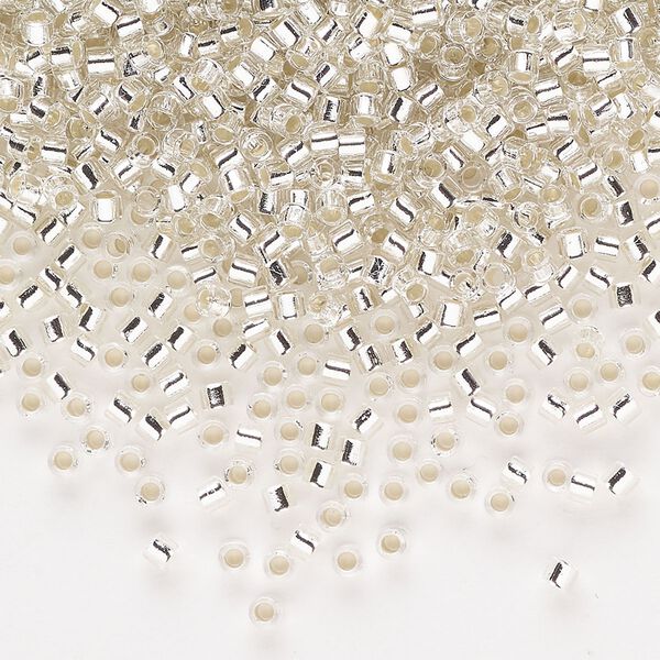 Seed bead, Delica®, glass, pkg/7.5g, #10 round, transparent silver-lined crystal clear (DBM-0041). image number 0