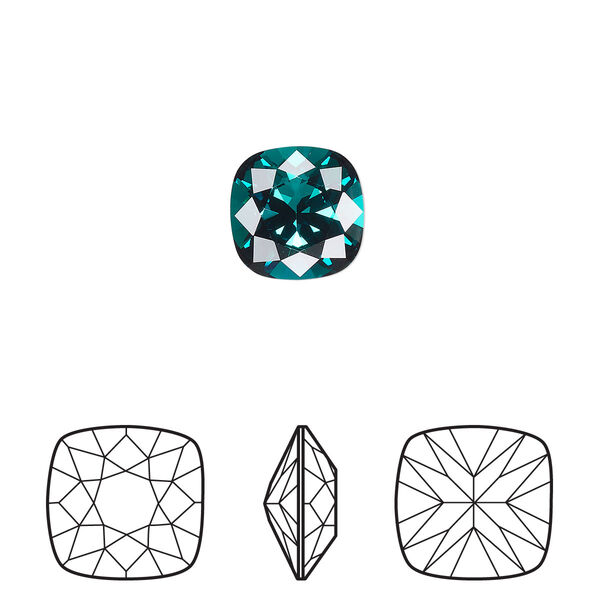 Fancy stone 144pk emerald foil back, Swarovski® 10mm cushion 4470 image number 0