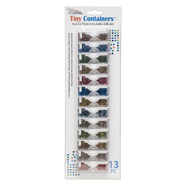Organizer, Tiny Containers™, Bead Storage Solutions™, plastic, clear and opaque off-white, 2 x 1-1/8 x 3/4 inches. Sold per 13-piece set. image number 2